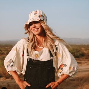 The Odells Baloon Sleeve Embroidered Boho Top